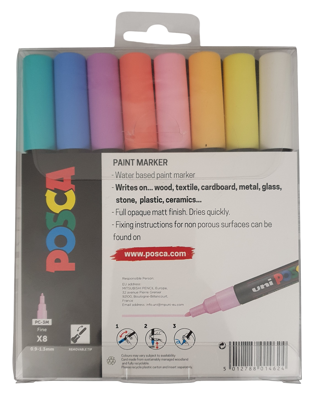 POSCA Paint Markers PC-3M Pastel Colours set of 8