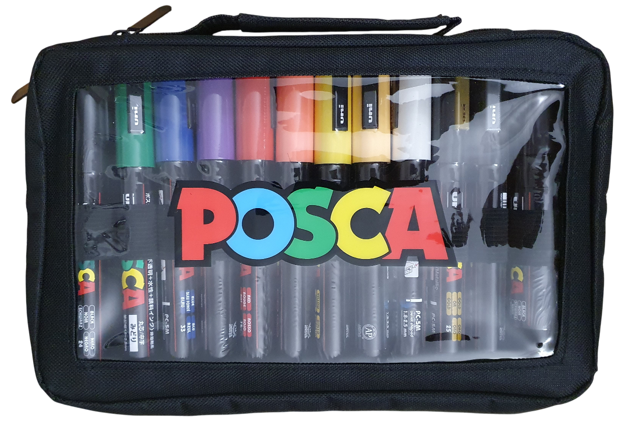 Posca - Standard PC-5M Acrylic Paint Marker Pens (12pc), Multi surface Water Based Markers – in Zip Bag