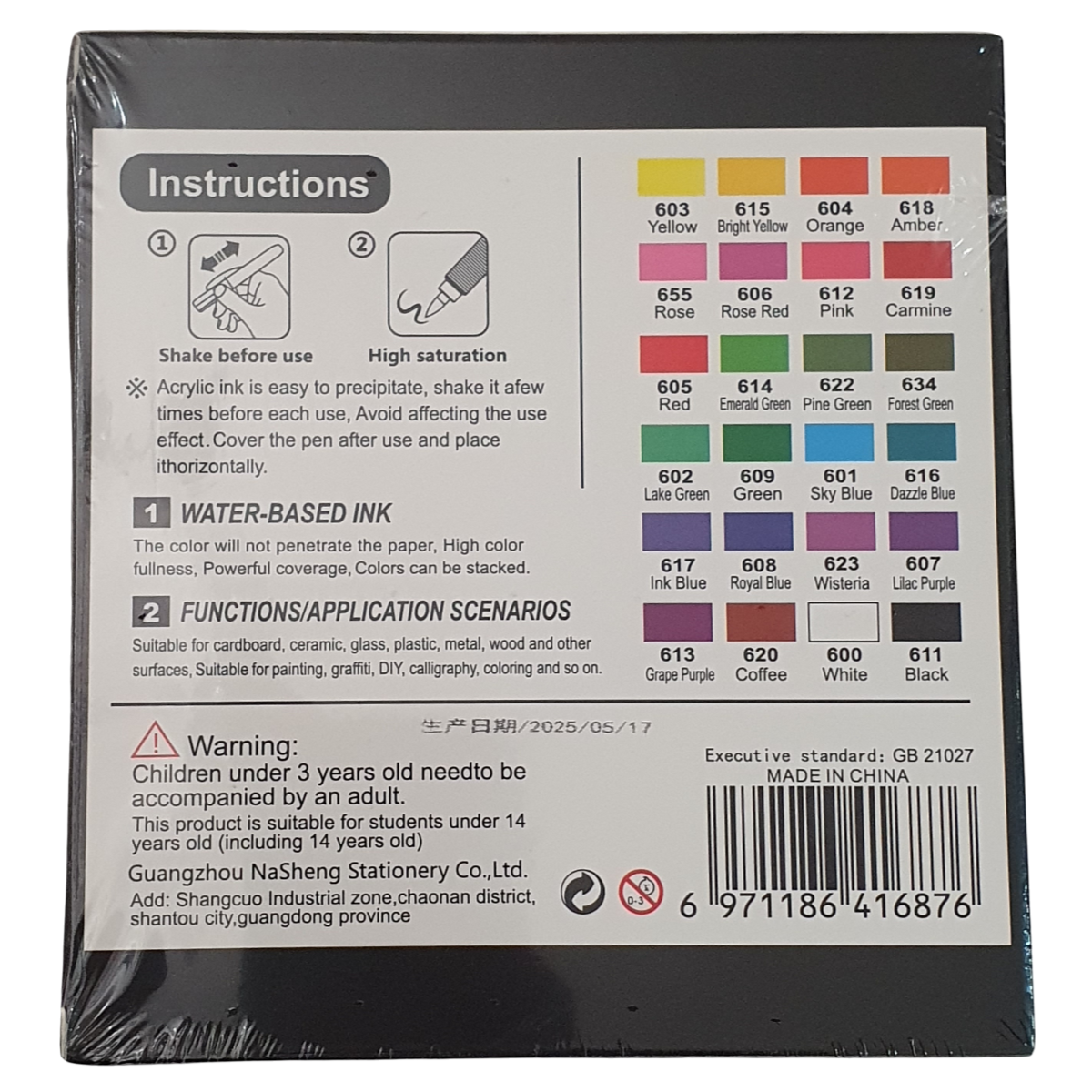 Acrylic Paint Brush Marker Pens (Guangna) 24 Colors Set, Ideal for Rock Painting, Canvas, Wood, Stone, Egg and DIY Crafts