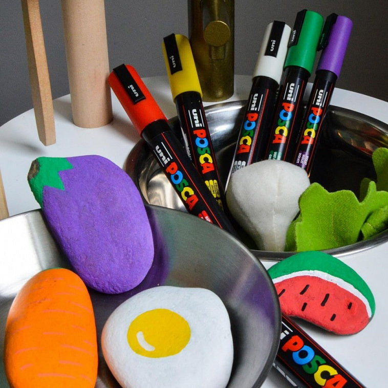 Posca PC-5M Marker Pens Starter Set 8 Pack - Ideal for Rock Painting, Canvas, Glass, Wood, Metal, Fabric, Colouring, Arts and Crafts