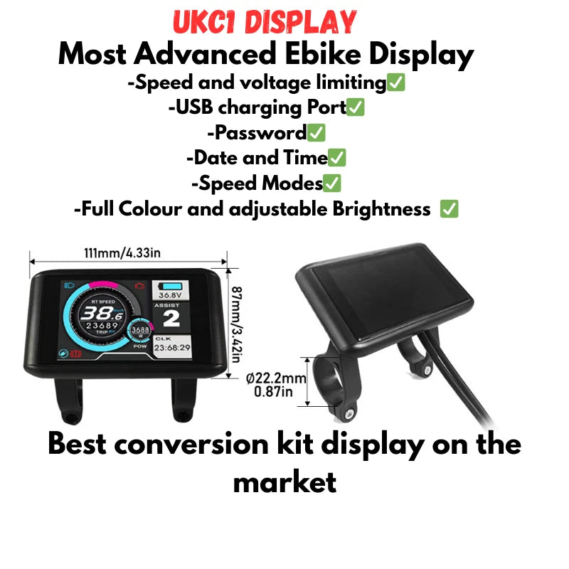 2000W 48V/52V/60V/72V 27.5”inches Ebike Conversion Kit 45A Bicycle MTX
