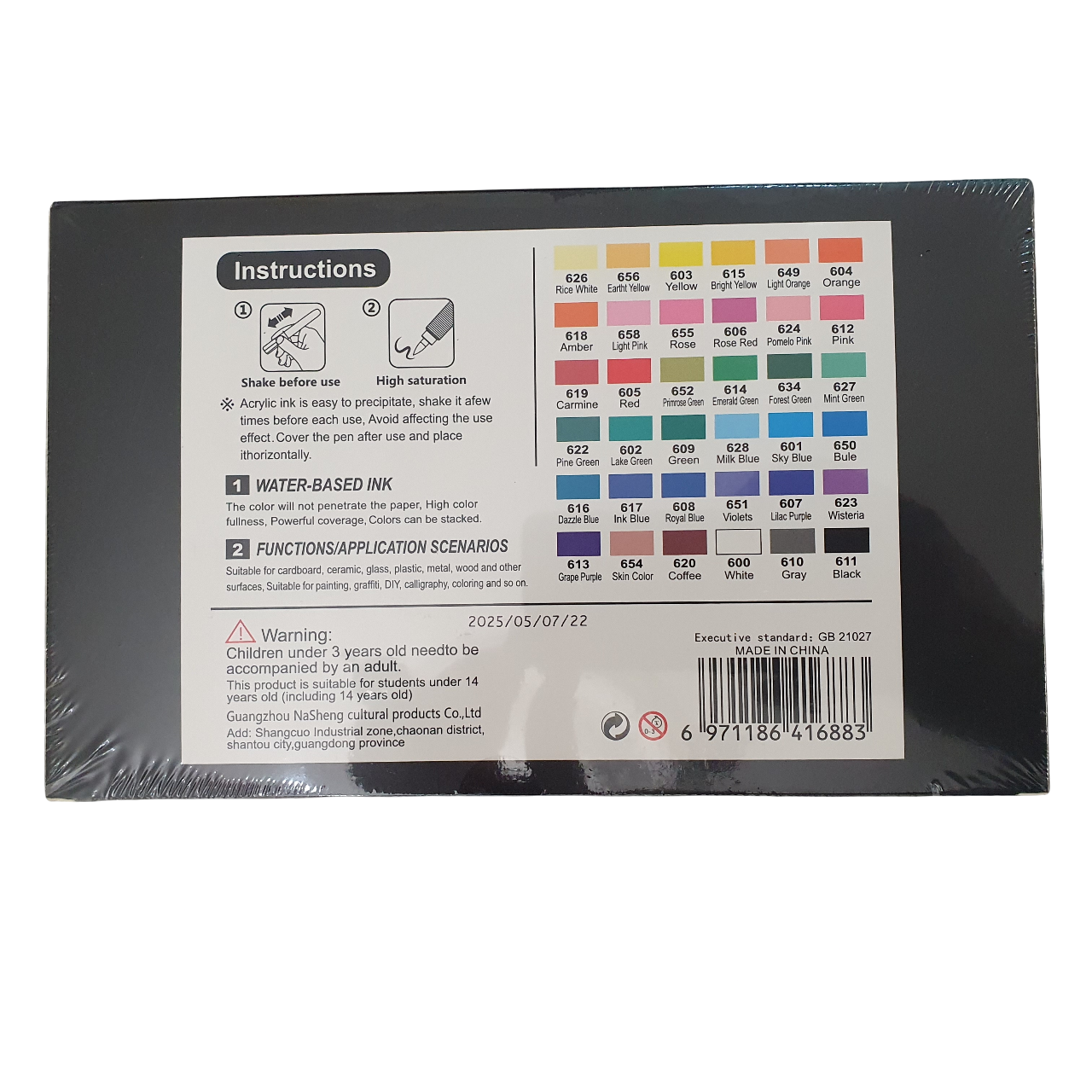 Acrylic Paint Brush Marker Pens (Guangna) 36 Colors Set, Ideal for Rock Painting, Canvas, Wood, Stone, Egg and DIY Crafts