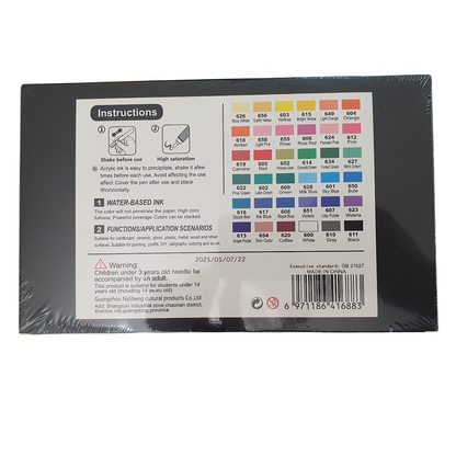 Acrylic Paint Brush Marker Pens (Guangna) 36 Colors Set, Ideal for Rock Painting, Canvas, Wood, Stone, Egg and DIY Crafts