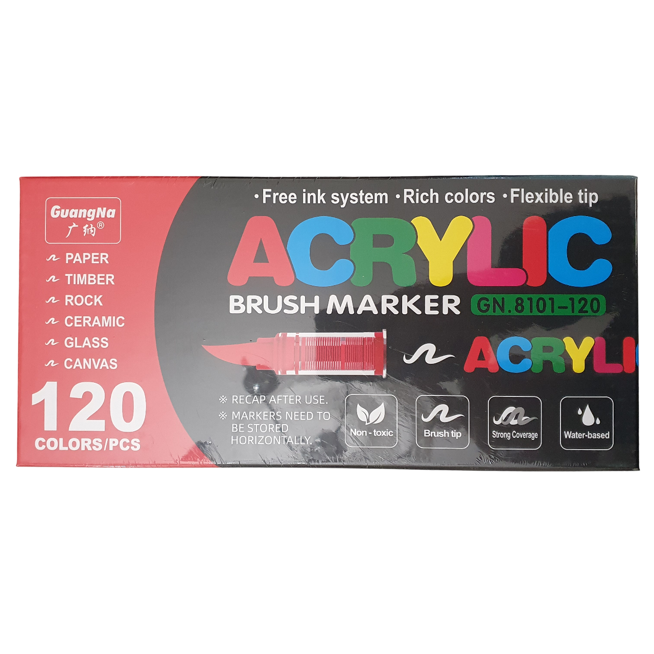 Acrylic Paint Brush Marker Pens (Guangna) 120 Colors Set, Ideal for Rock Painting, Canvas, Wood, Stone, Egg and DIY Crafts
