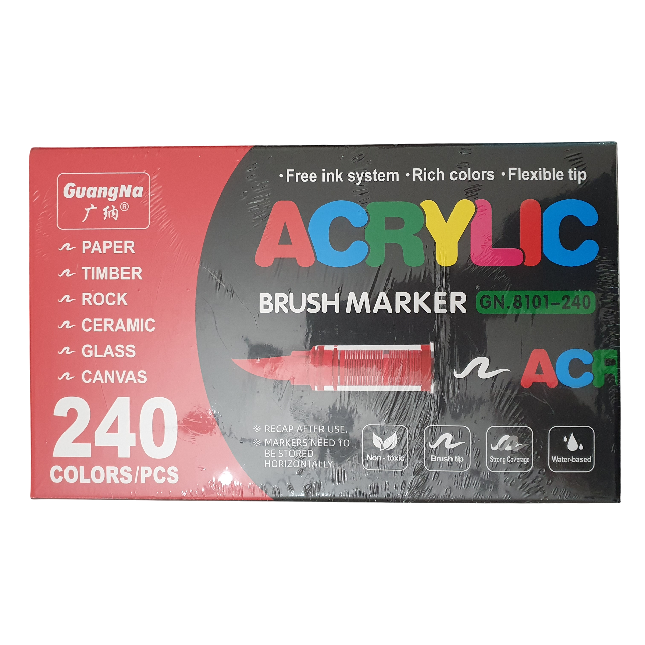 Acrylic Paint Brush Marker Pens (Guangna) 240 Colors Set, Ideal for Rock Painting, Canvas, Wood, Stone, Egg and DIY Crafts