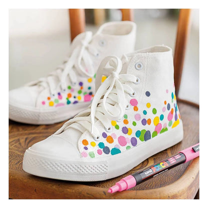 Posca PC-5M Water Based Permanent Marker Paint Art Pens - 1.8-2.5mm – Full Spectrum Set of 16 - in Plastic Gift Wallet - Ideal for Rock Painting, Canvas, Glass, Wood, Metal, Fabric, Colouring, Arts and Crafts