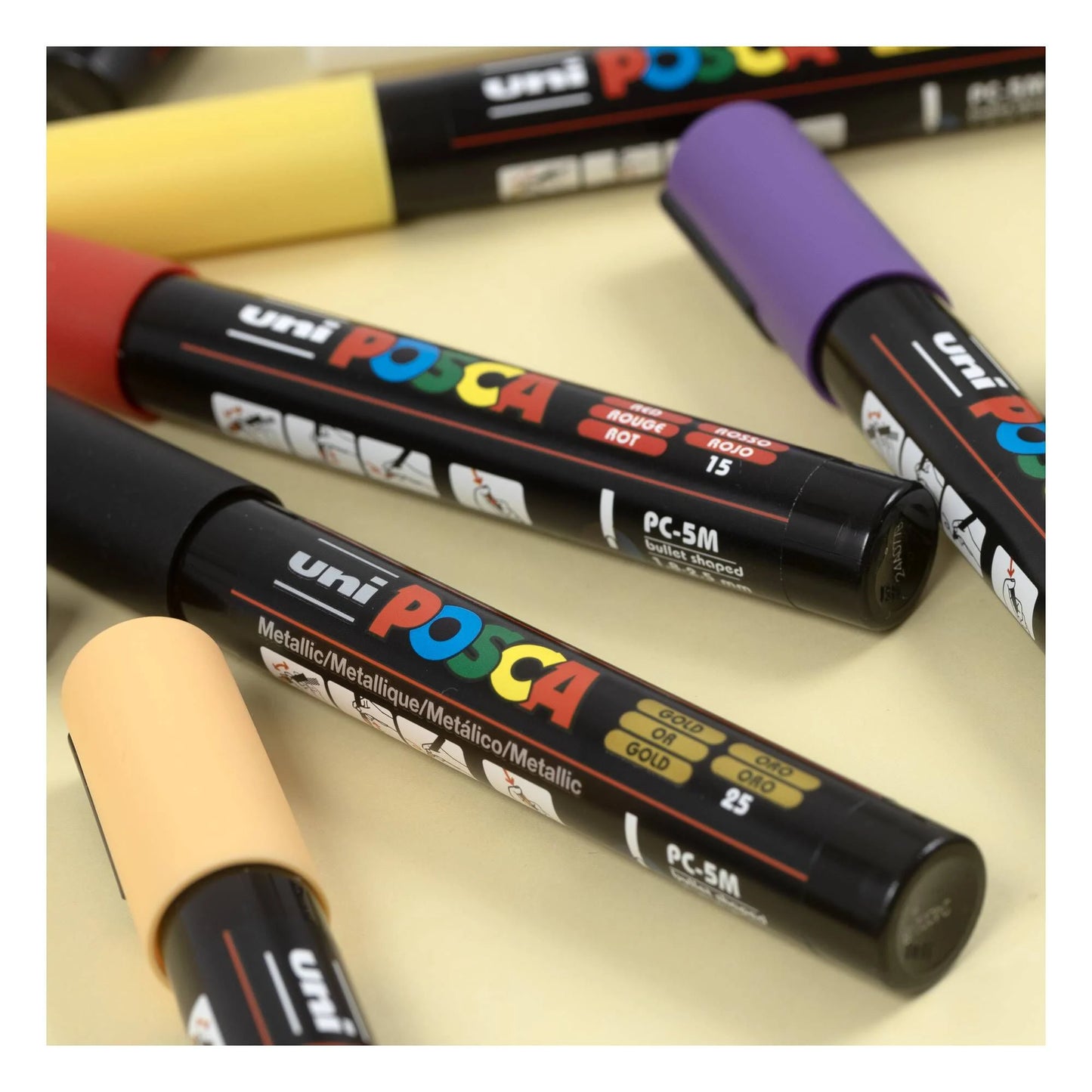 Posca - Standard PC-5M Acrylic Paint Marker Pens (12pc), Multisurface Water Based Markers Ideal for Rock Painting, Canvas, Glass, Wood, Metal, Fabric, Colouring, Arts and Crafts – in Zip Bag