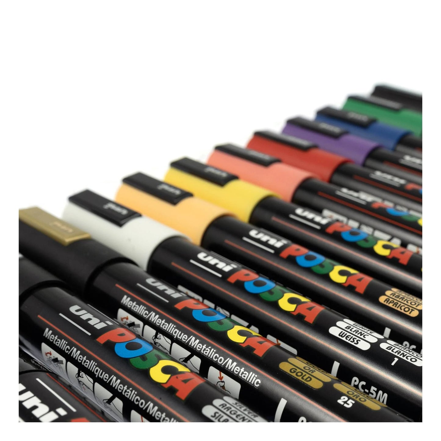 Posca - Standard PC-5M Acrylic Paint Marker Pens (12pc), Multisurface Water Based Markers Ideal for Rock Painting, Canvas, Glass, Wood, Metal, Fabric, Colouring, Arts and Crafts – in Zip Bag