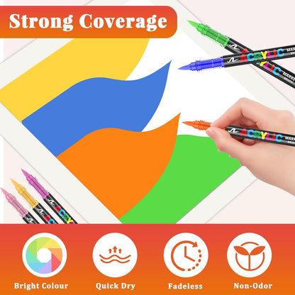 Acrylic Paint Brush Marker Pens (Guangna) 168 Colors Set, Ideal for Rock Painting, Canvas, Wood, Stone, Egg and DIY Crafts