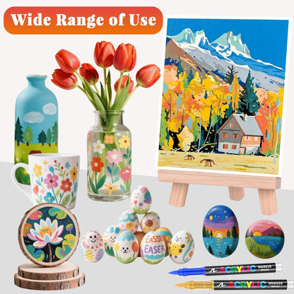 Acrylic Paint Brush Marker Pens (Guangna) 48 Colors Set, Ideal for Rock Painting, Canvas, Wood, Stone, Egg and DIY Crafts