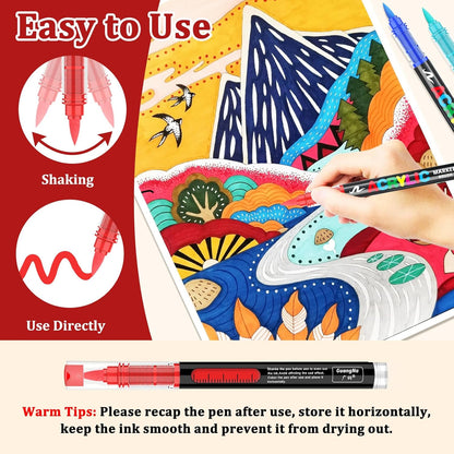 Acrylic Paint Brush Marker Pens (Guangna) 120 Colors Set, Ideal for Rock Painting, Canvas, Wood, Stone, Egg and DIY Crafts