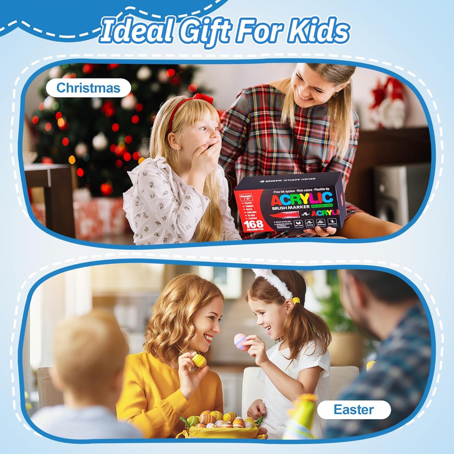 Acrylic Paint Brush Marker Pens (Guangna) 168 Colors Set, Ideal for Rock Painting, Canvas, Wood, Stone, Egg and DIY Crafts