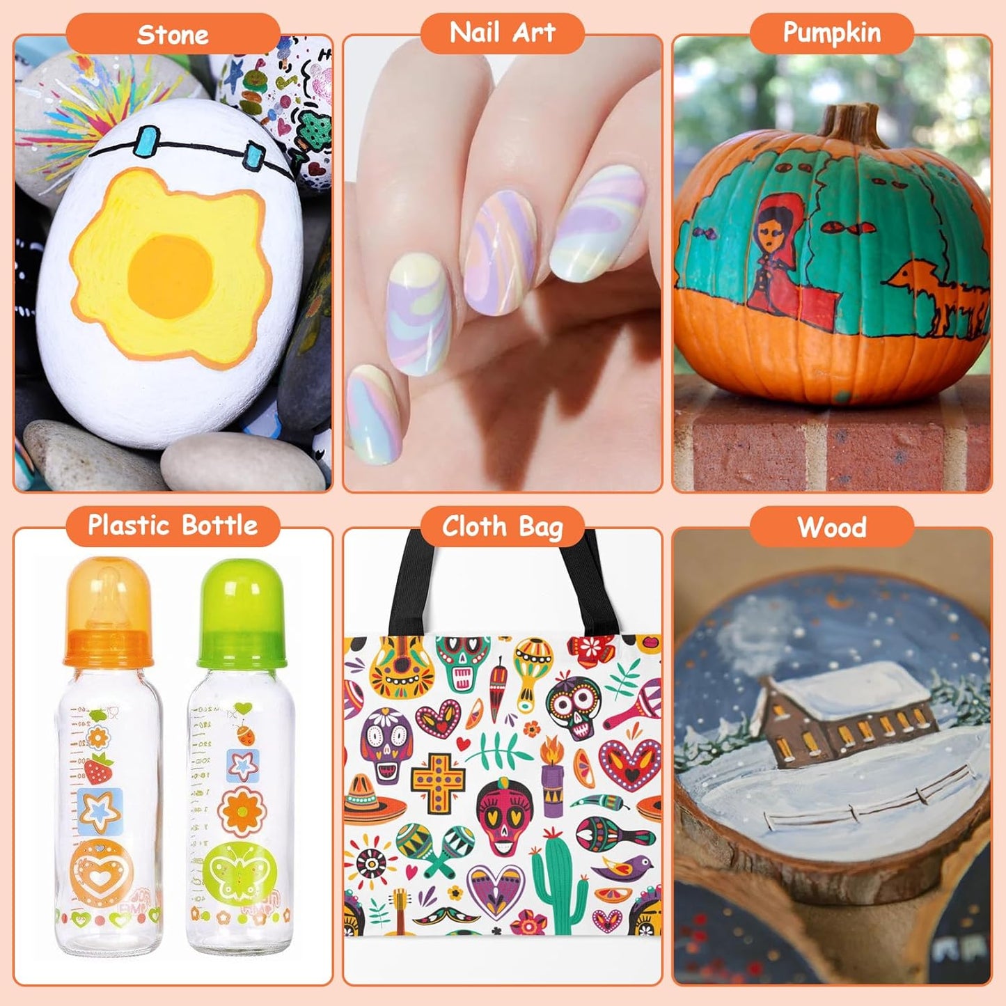 Acrylic Paint Brush Marker Pens (Guangna) 36 Colors Set, Ideal for Rock Painting, Canvas, Wood, Stone, Egg and DIY Crafts