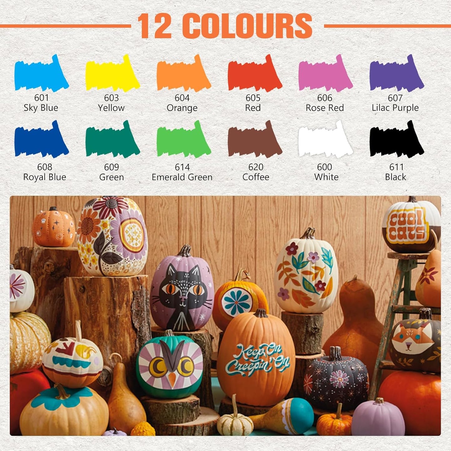 Acrylic Paint Brush Marker Pens (Guangna) 12 Colors Set, Ideal for Rock Painting, Canvas, Wood, Stone, Egg and DIY Crafts