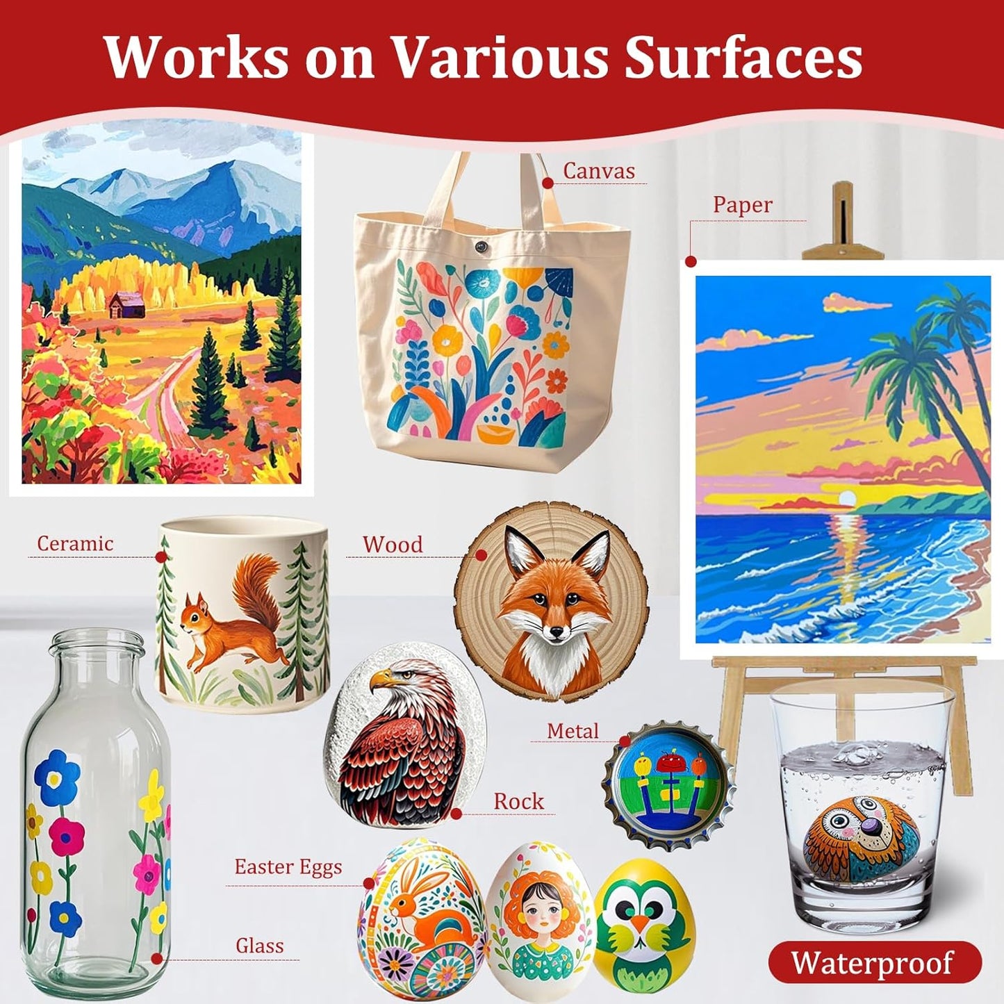 Acrylic Paint Brush Marker Pens (Guangna) 36 Colors Set, Ideal for Rock Painting, Canvas, Wood, Stone, Egg and DIY Crafts