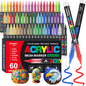 Acrylic Paint Brush Marker Pens (Guangna) 60 Colors Set, Ideal for Rock Painting, Canvas, Wood, Stone, Egg and DIY Crafts