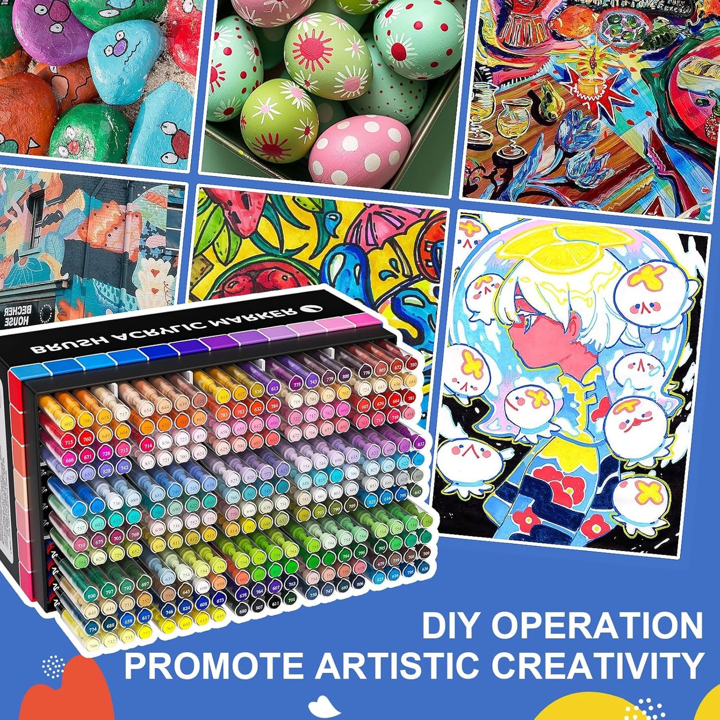 Acrylic Paint Brush Marker Pens (Guangna) 240 Colors Set, Ideal for Rock Painting, Canvas, Wood, Stone, Egg and DIY Crafts