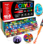 Acrylic Paint Brush Marker Pens (Guangna) 168 Colors Set, Ideal for Rock Painting, Canvas, Wood, Stone, Egg and DIY Crafts