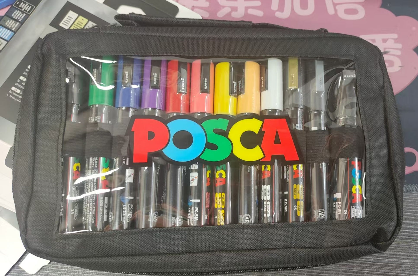 Posca - Standard PC-5M Acrylic Paint Marker Pens (12pc), Multisurface Water Based Markers Ideal for Rock Painting, Canvas, Glass, Wood, Metal, Fabric, Colouring, Arts and Crafts – in Zip Bag