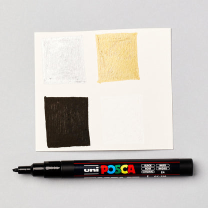 Posca Paint Markers PC-3M Gold/Silver /Black/White 4pk